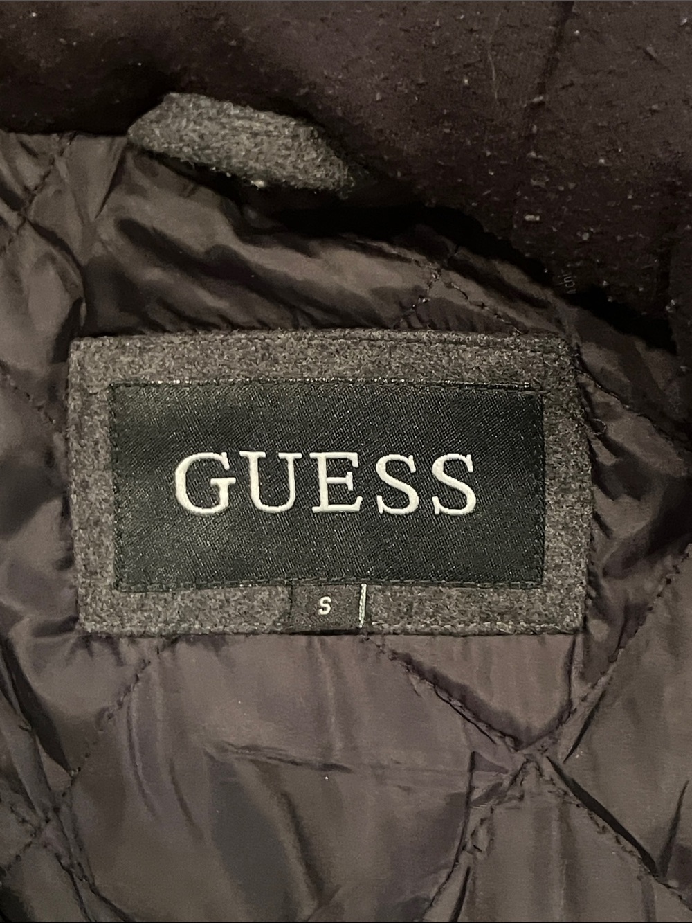 GUESS Men's Dark Gray Quilted-Lined Pea Coat - Picture 2 of 4